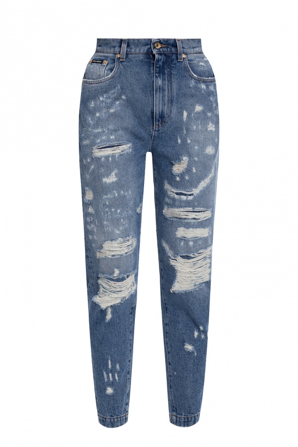 Dolce & Gabbana Raw Kristall-Logo jeans